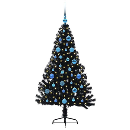 Kunstmatig Voorverlicht Kerstboom met 150 LED Zwart 150 cm PVC