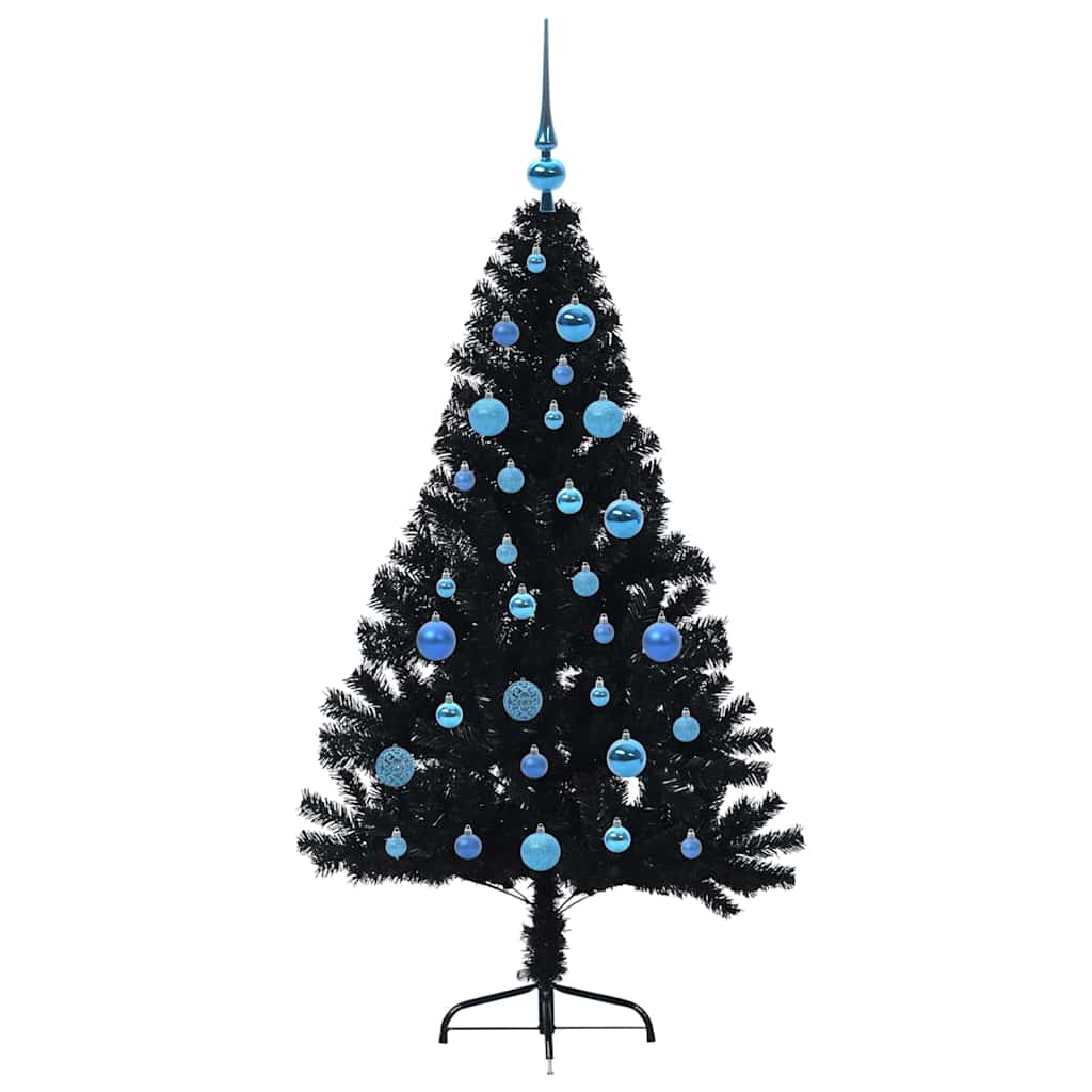 Kunstmatig Voorverlicht Kerstboom met 150 LED Zwart 150 cm PVC