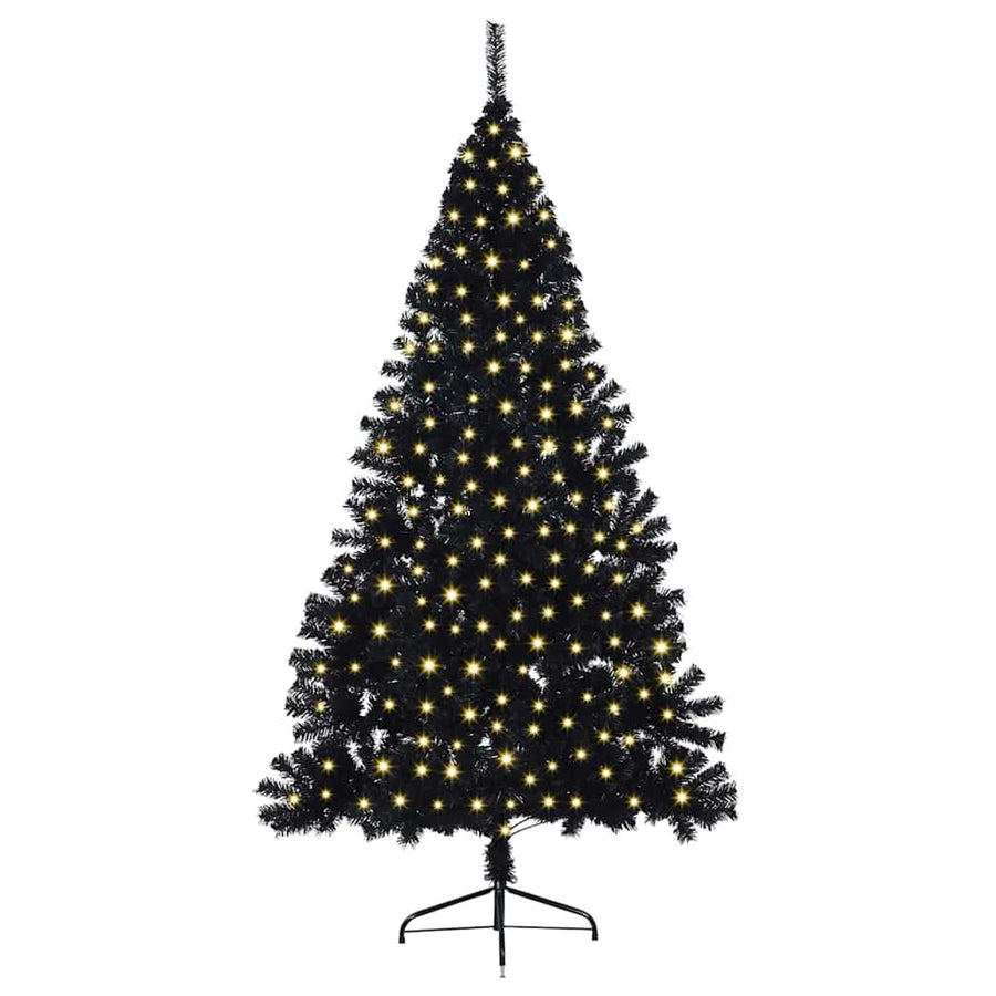 Kunstmatig Voorverlicht Kerstboom met 300 LED Zwart 180 cm PVC