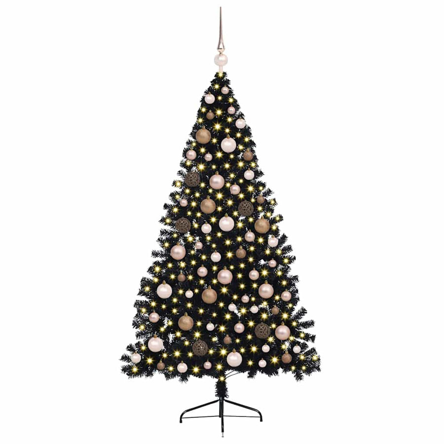 Kunstmatig Voorverlicht Kerstboom met 300 LED Zwart 180 cm PVC