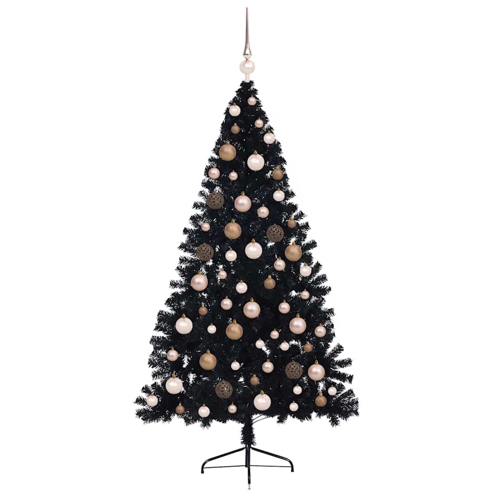 Kunstmatig Voorverlicht Kerstboom met 300 LED Zwart 180 cm PVC