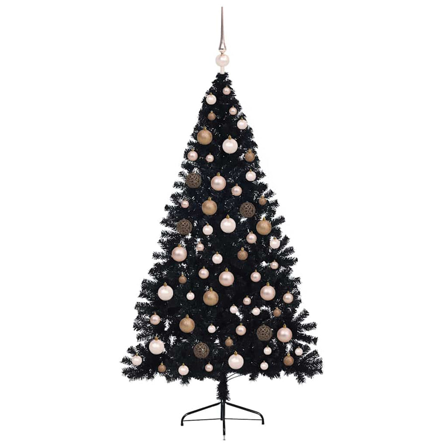 Kunstmatig Voorverlicht Kerstboom met 300 LED Zwart 180 cm PVC