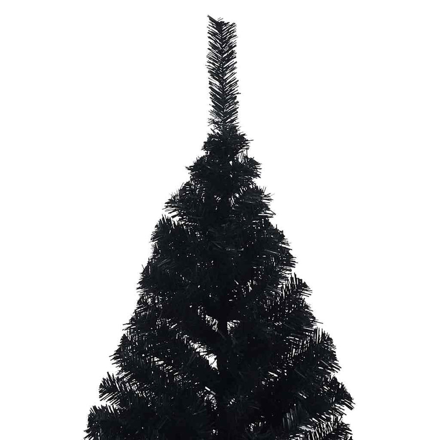 Kunstmatig Voorverlicht Kerstboom Met 300 Led Pvc Zwart 180 cm met 120 witte/grijze ballen