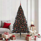 Kerstboom 180 cm voorverlicht zwart 300 LED PVC