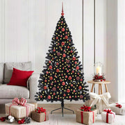 Kerstboom 180 cm voorverlicht zwart 300 LED PVC