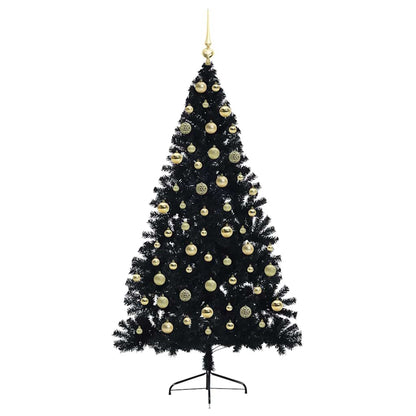 Kunstmatig Voorverlicht Kerstboom met 300 LED Zwart 180 cm PVC
