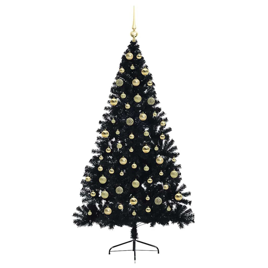 Kunstmatig Voorverlicht Kerstboom met 300 LED Zwart 180 cm PVC