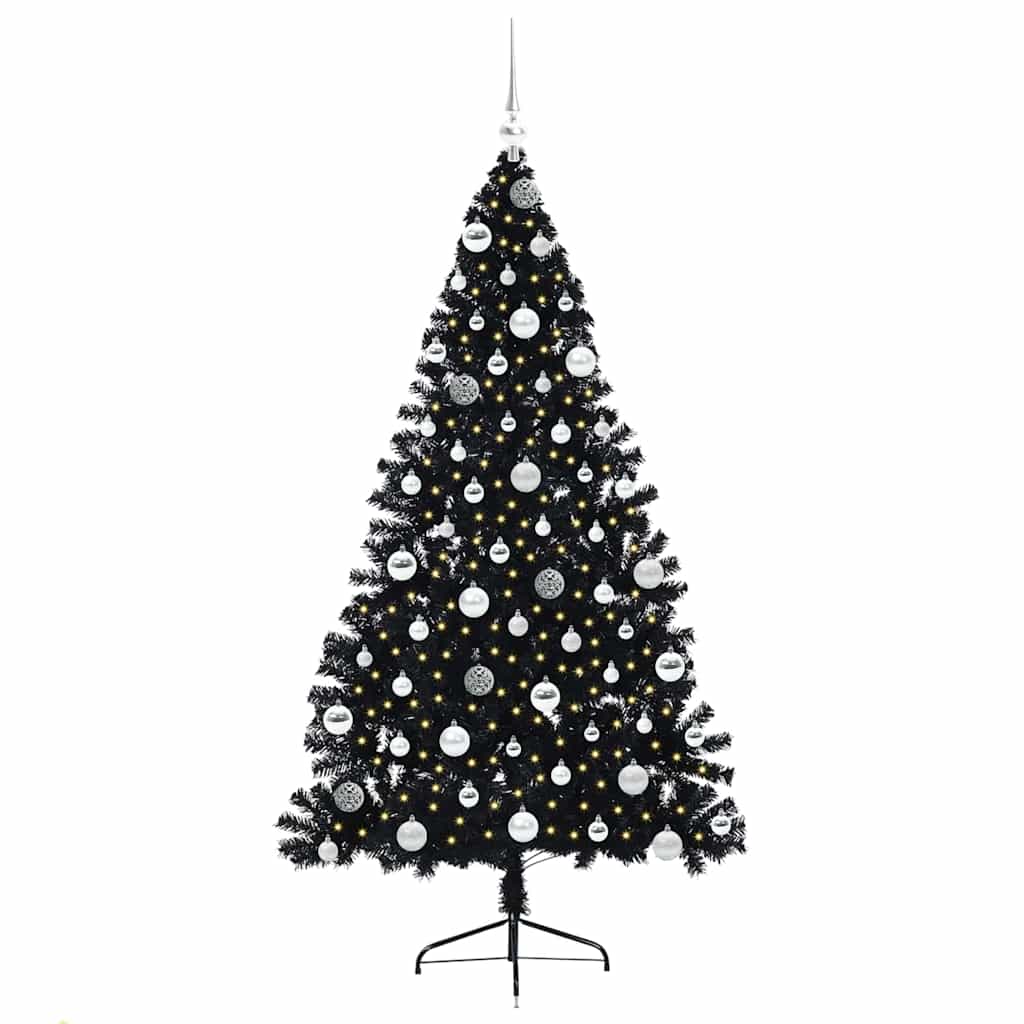 Kunstmatig Voorverlicht Kerstboom met 300 LED Zwart 180 cm PVC