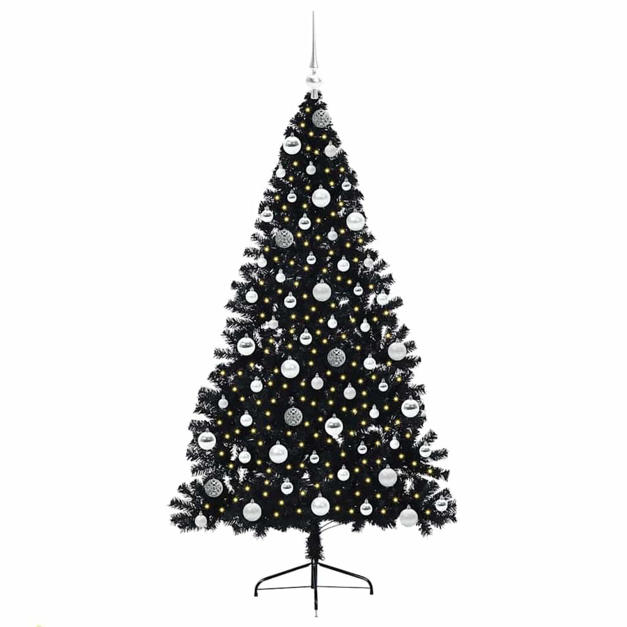 Kunstmatig Voorverlicht Kerstboom met 300 LED Zwart 180 cm PVC