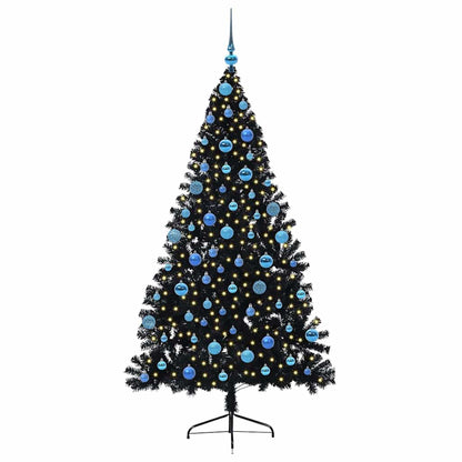 Kunstmatig Voorverlicht Kerstboom met 300 LED Zwart 180 cm PVC