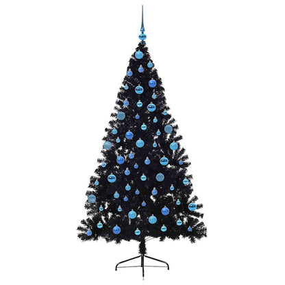 Kunstmatig Voorverlicht Kerstboom met 300 LED Zwart 180 cm PVC