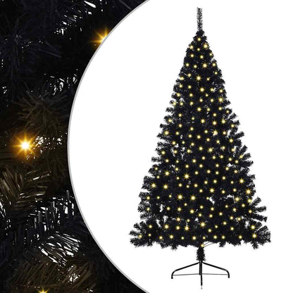 Kunstkerstboom met decoratieve touwlichten Zwart 210 cm PVC