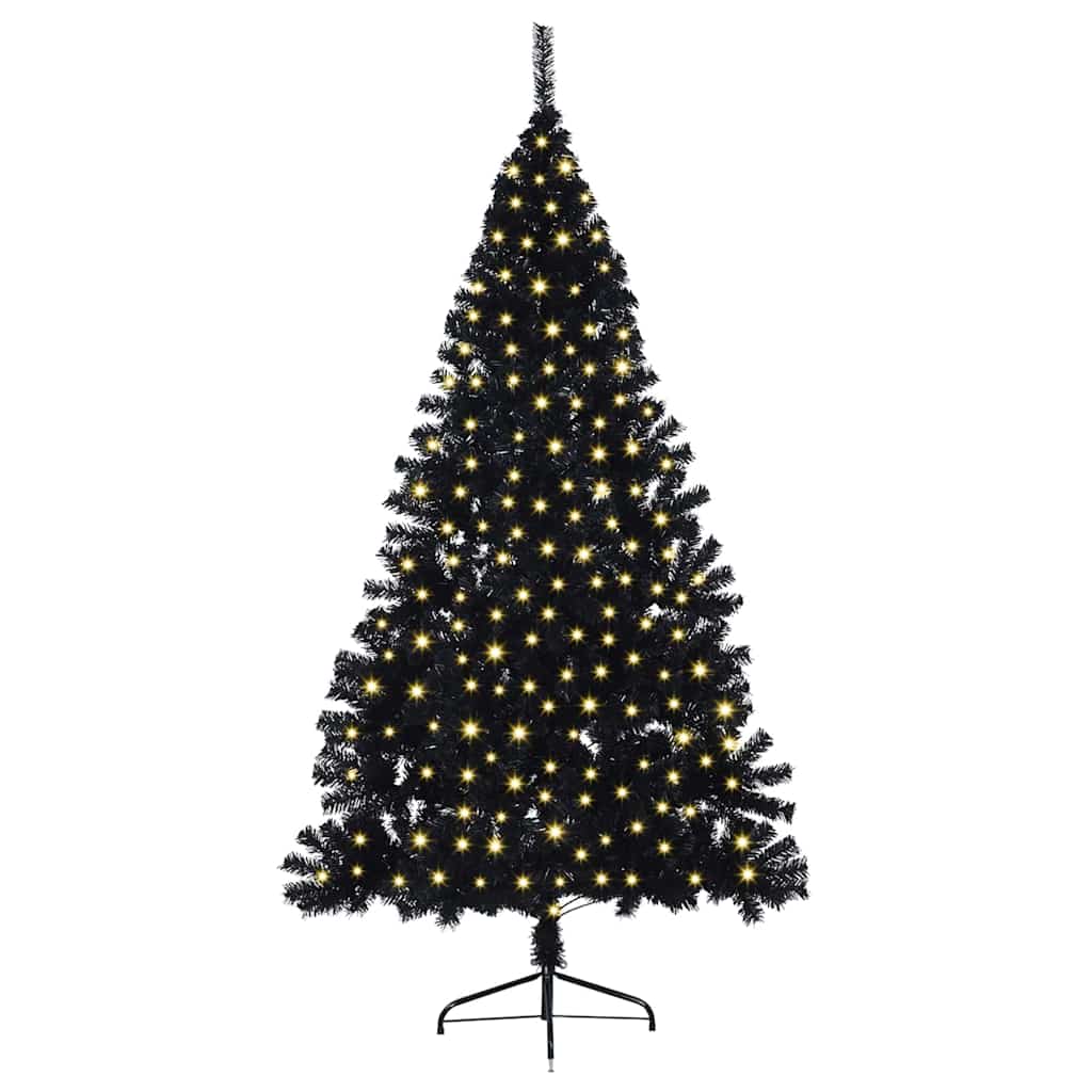Kunstkerstboom met decoratieve touwlichten Zwart 210 cm PVC
