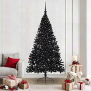 Kerstboom 210 cm zwart met 300 LED PVC