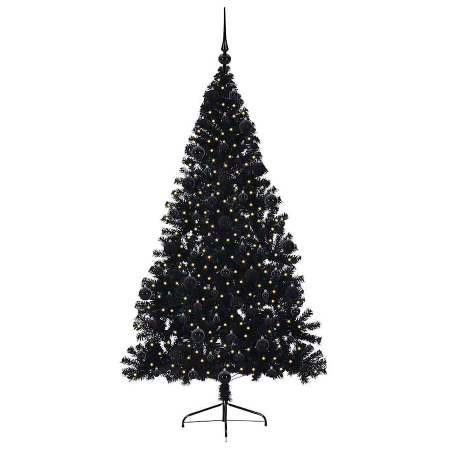 Kunstmatig Voorverlicht Kerstboom met 300 LED Zwart 210 cm PVC