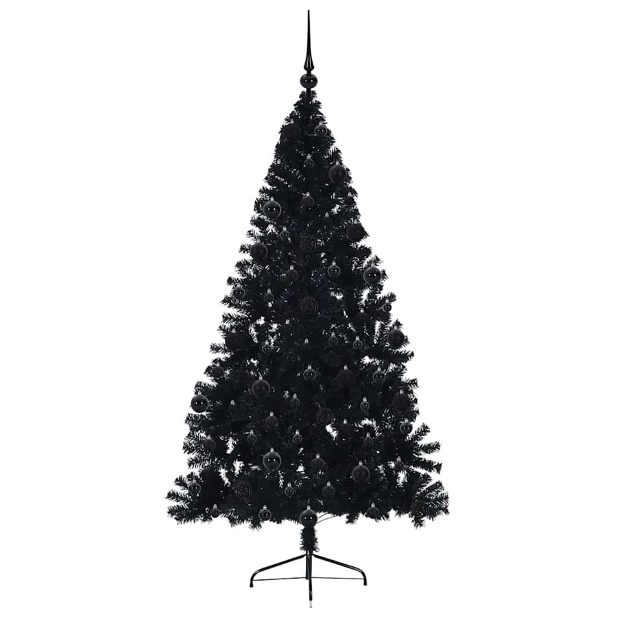 Kunstmatig Voorverlicht Kerstboom met 300 LED Zwart 210 cm PVC