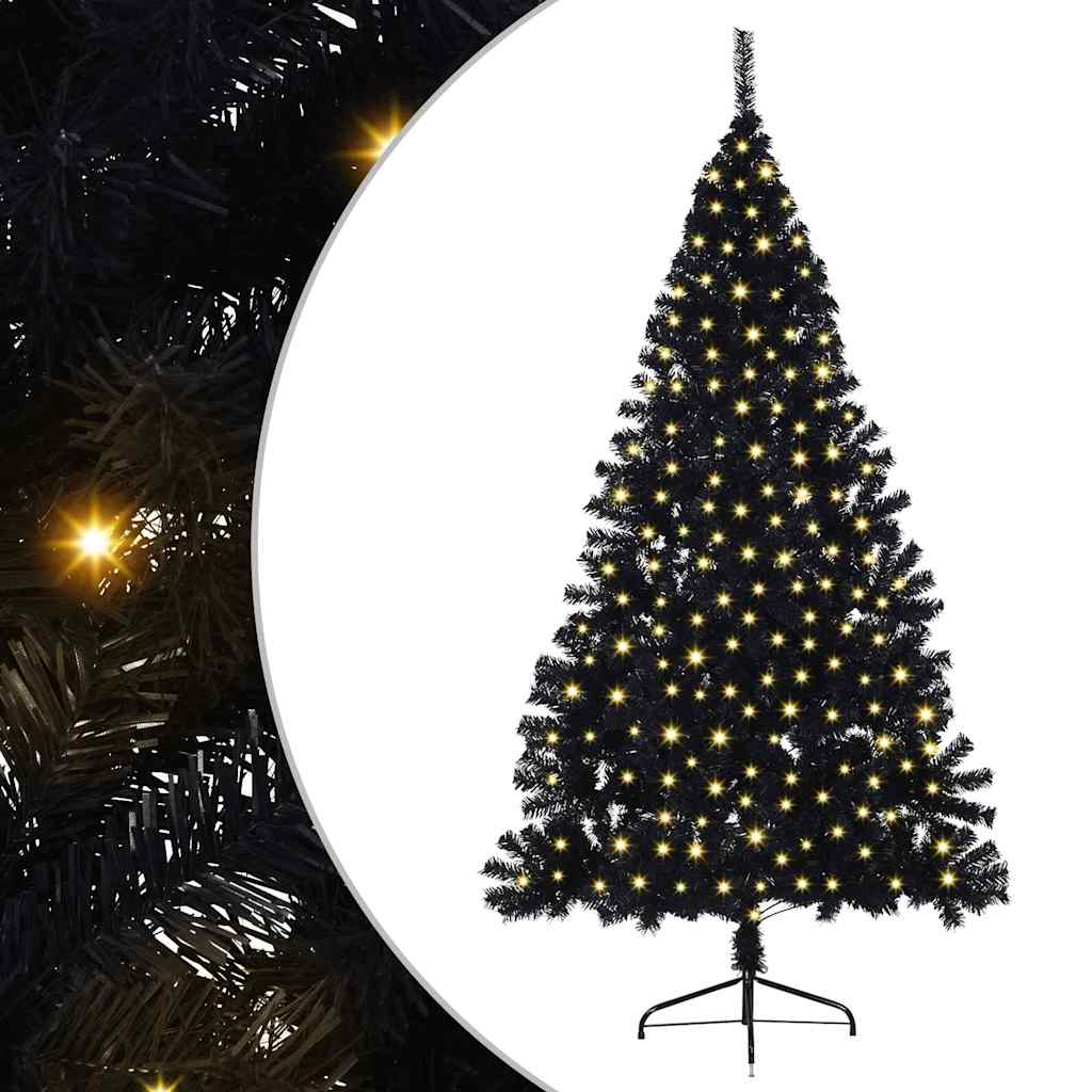Kunstkerstboom met decoratieve touwlichten Zwart 240 cm PVC