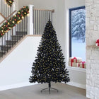 Kunstkerstboom 240 cm zwart 300 LED PVC