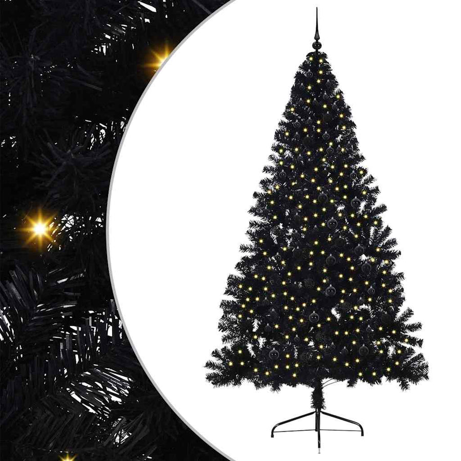 Kunstmatig Voorverlicht Kerstboom Met 300 Led Pvc Zwart 240 cm