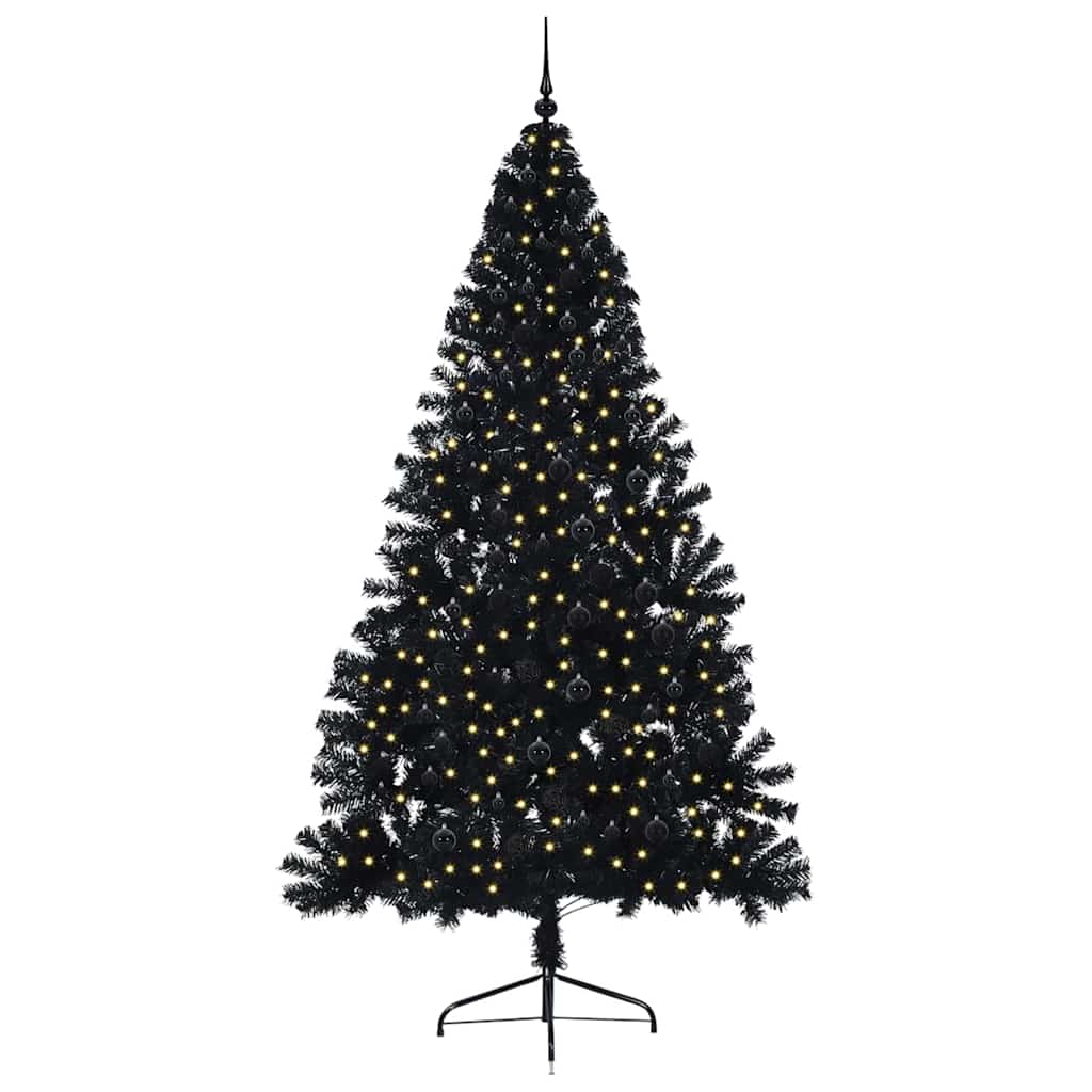 Kunstmatig Voorverlicht Kerstboom Met 300 Led Pvc Zwart 240 cm