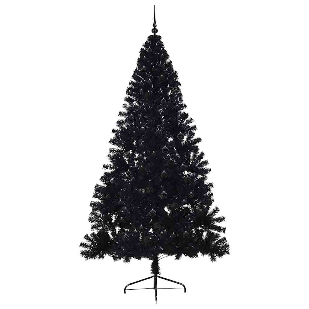 Kunstmatig Voorverlicht Kerstboom Met 300 Led Pvc Zwart 240 cm