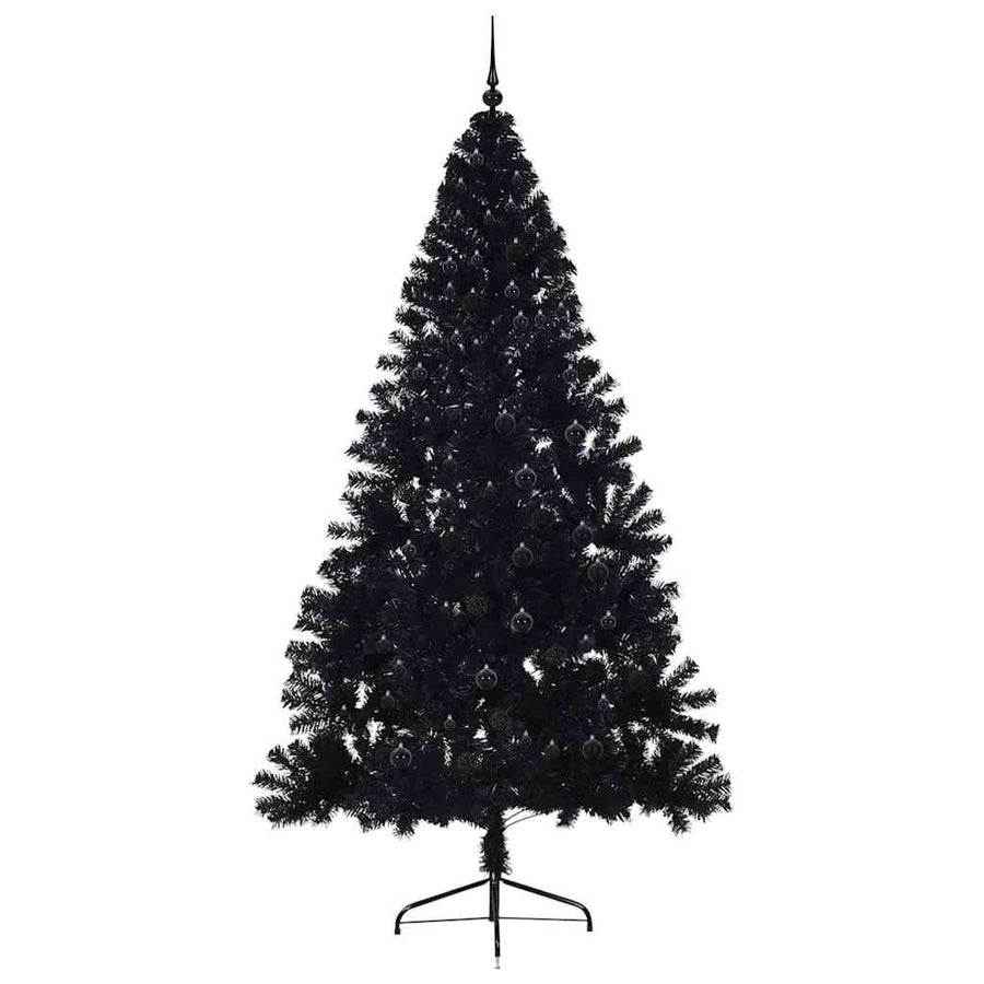 Kunstmatig Voorverlicht Kerstboom Met 300 Led Pvc Zwart 240 cm