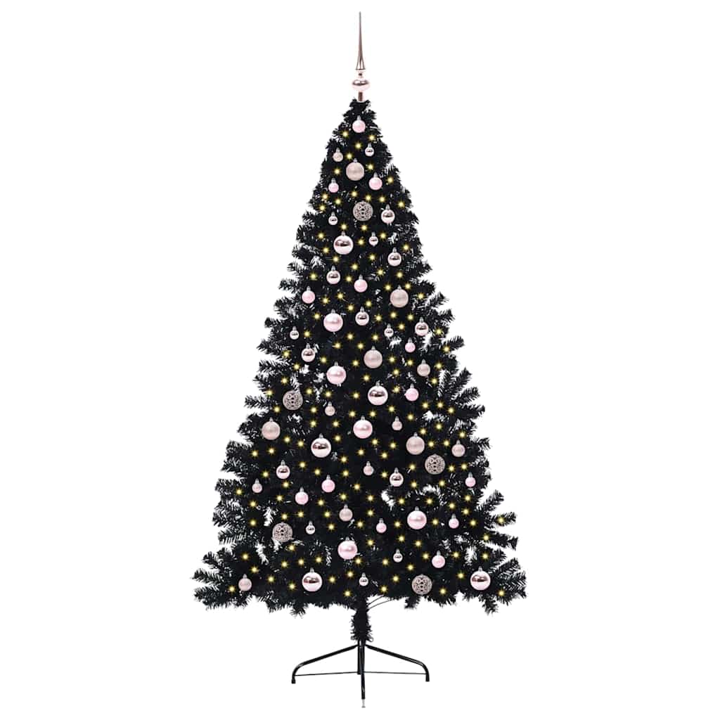Kunstmatig Voorverlicht Kerstboom Met 300 Led Pvc Zwart 240 cm