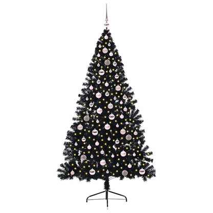 Kunstmatig Voorverlicht Kerstboom Met 300 Led Pvc Zwart 240 cm