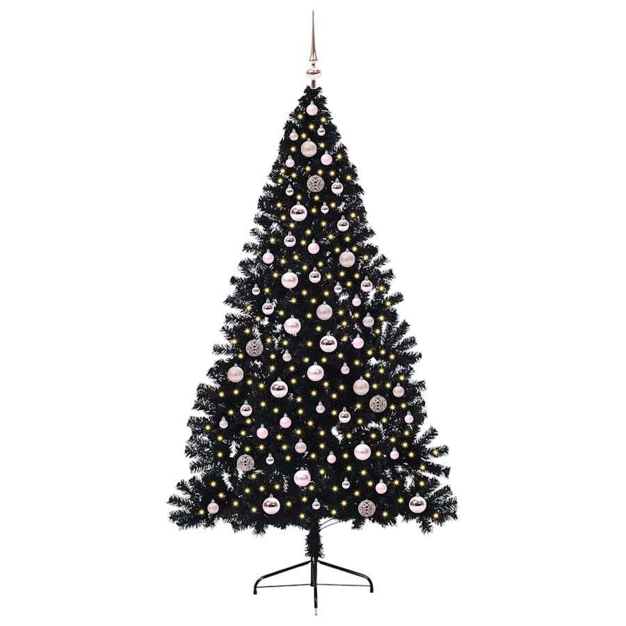 Kunstmatig Voorverlicht Kerstboom Met 300 Led Pvc Zwart 240 cm