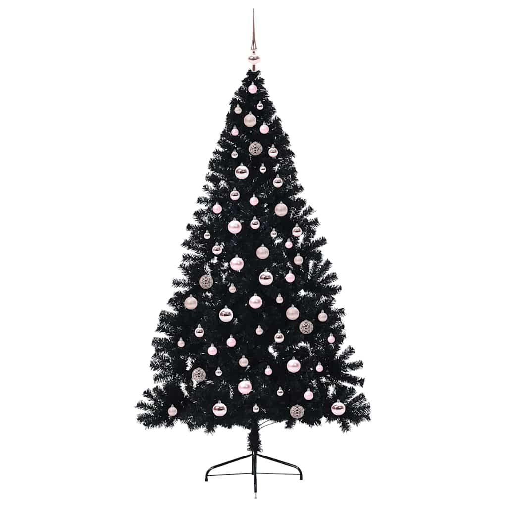 Kunstmatig Voorverlicht Kerstboom Met 300 Led Pvc Zwart 240 cm