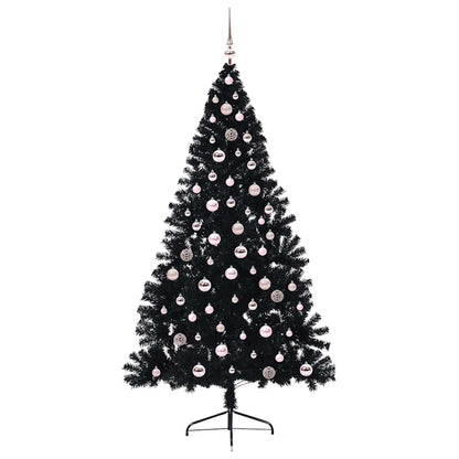 Kunstmatig Voorverlicht Kerstboom Met 300 Led Pvc Zwart 240 cm