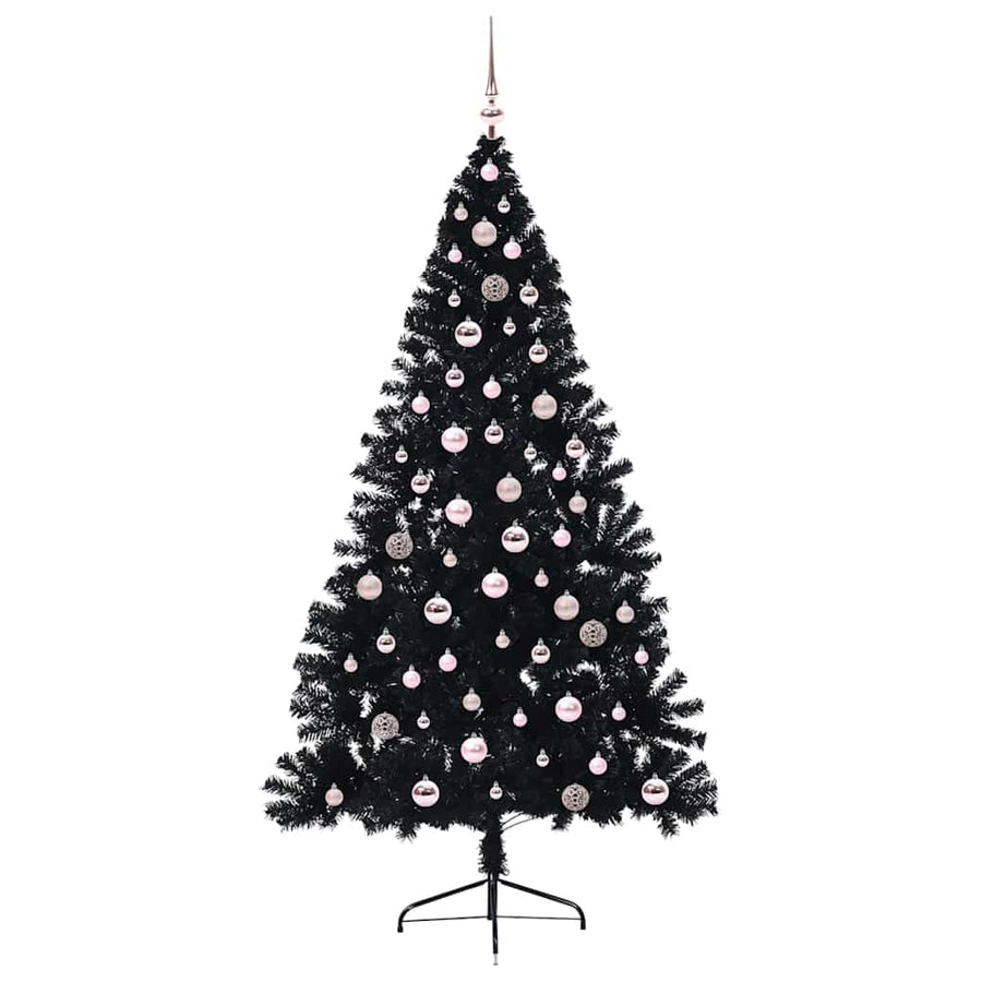 Kunstmatig Voorverlicht Kerstboom Met 300 Led Pvc Zwart 240 cm