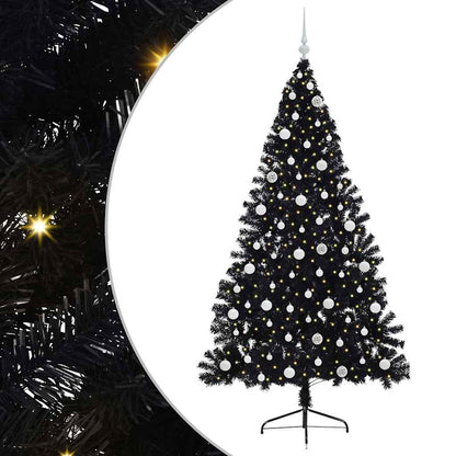 Kunstmatig Voorverlicht Kerstboom Met 300 Led Pvc Zwart 240 cm