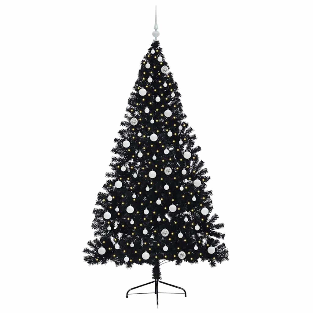 Kunstmatig Voorverlicht Kerstboom Met 300 Led Pvc Zwart 240 cm