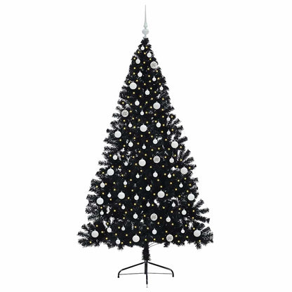 Kunstmatig Voorverlicht Kerstboom Met 300 Led Pvc Zwart 240 cm