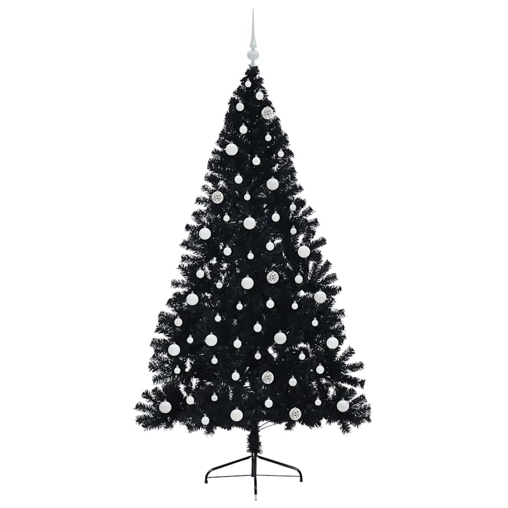 Kunstmatig Voorverlicht Kerstboom Met 300 Led Pvc Zwart 240 cm