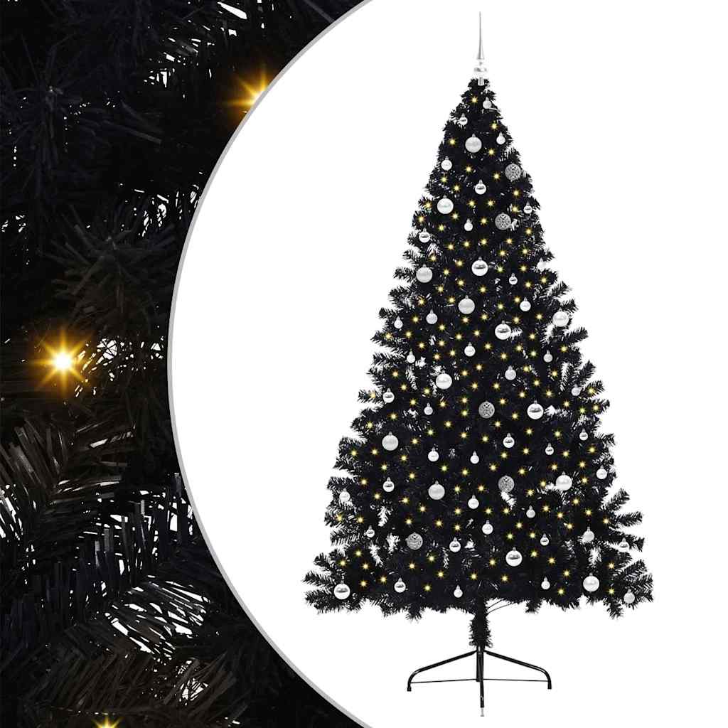 Kunstmatig Voorverlicht Kerstboom met 300 LED Zwart 240 cm PVC