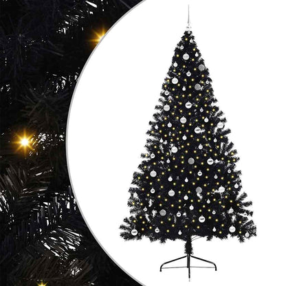 Kunstmatig Voorverlicht Kerstboom met 300 LED Zwart 240 cm PVC
