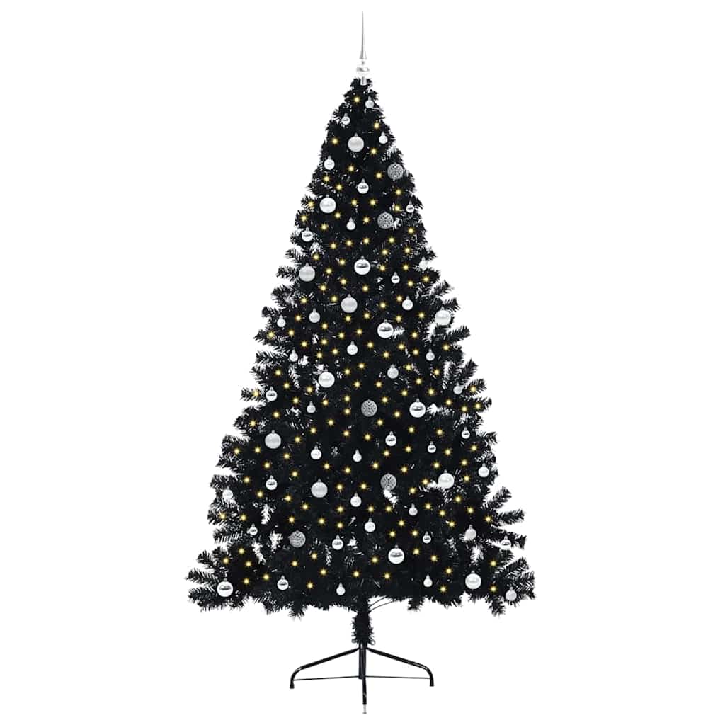 Kunstmatig Voorverlicht Kerstboom met 300 LED Zwart 240 cm PVC