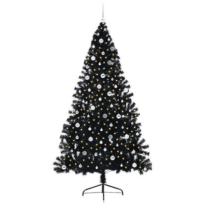 Kunstmatig Voorverlicht Kerstboom met 300 LED Zwart 240 cm PVC