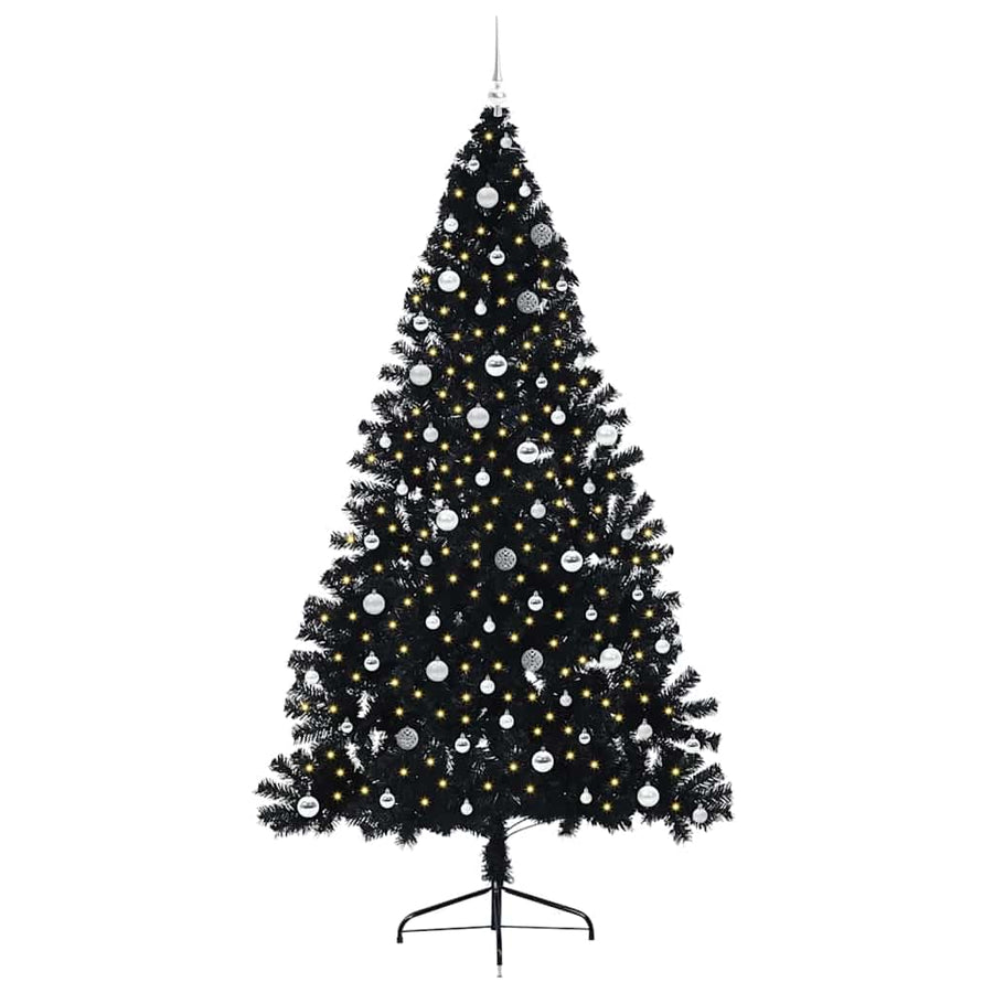Kunstmatig Voorverlicht Kerstboom met 300 LED Zwart 240 cm PVC