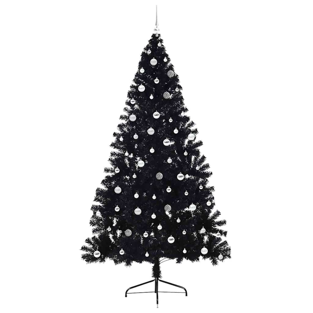 Kunstmatig Voorverlicht Kerstboom met 300 LED Zwart 240 cm PVC
