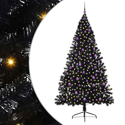 Kunstmatig Voorverlicht Kerstboom Met 300 Led Pvc Zwart 240 cm