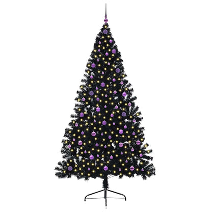 Kunstmatig Voorverlicht Kerstboom Met 300 Led Pvc Zwart 240 cm