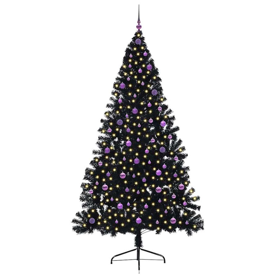Kunstmatig Voorverlicht Kerstboom Met 300 Led Pvc Zwart 240 cm