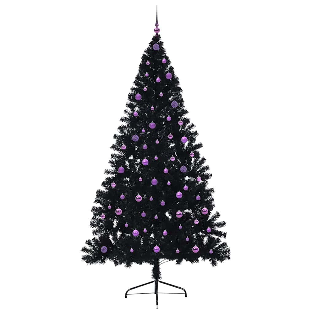 Kunstmatig Voorverlicht Kerstboom Met 300 Led Pvc Zwart 240 cm