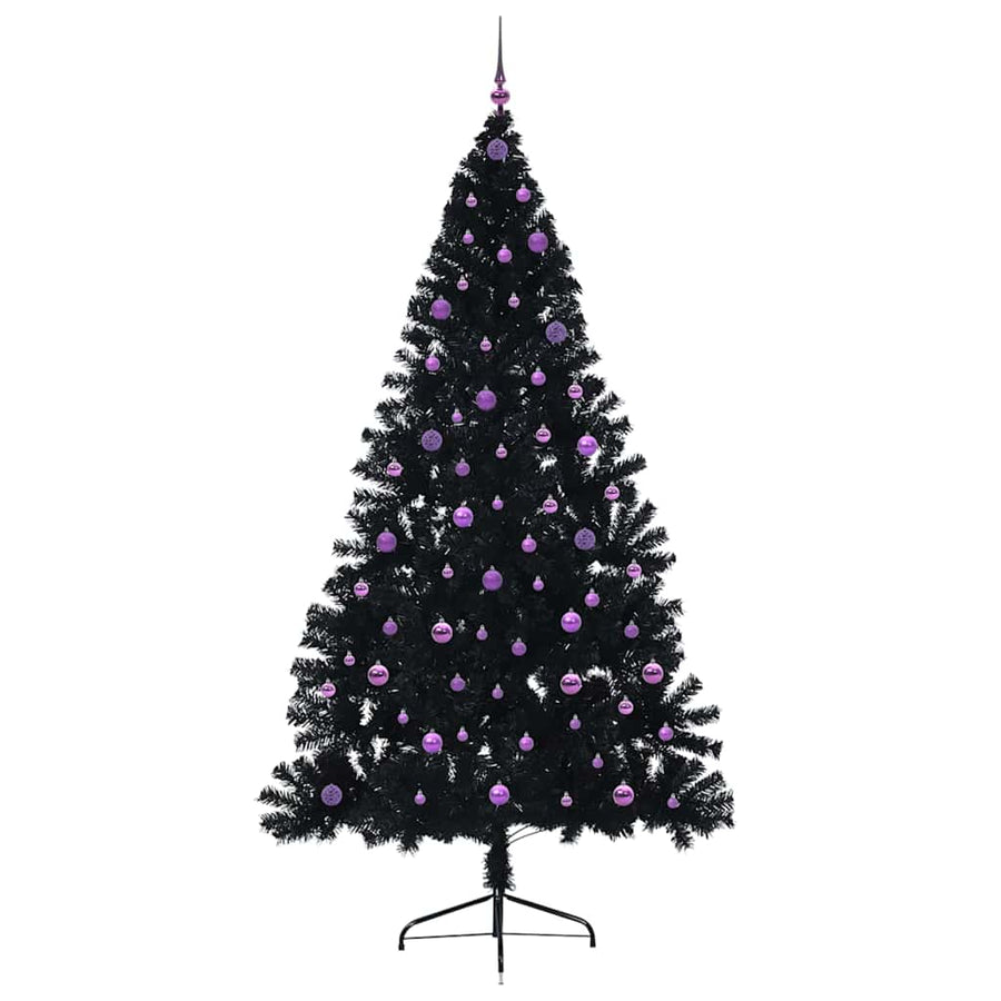 Kunstmatig Voorverlicht Kerstboom Met 300 Led Pvc Zwart 240 cm