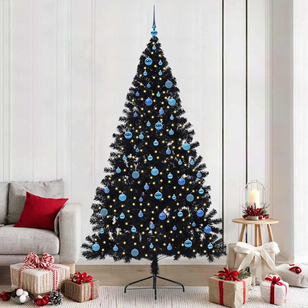 Kunstmatig Voorverlicht Kerstboom Met 300 Led Pvc Zwart 240 cm