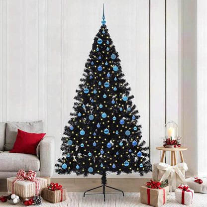 Kunstmatig Voorverlicht Kerstboom Met 300 Led Pvc Zwart 240 cm