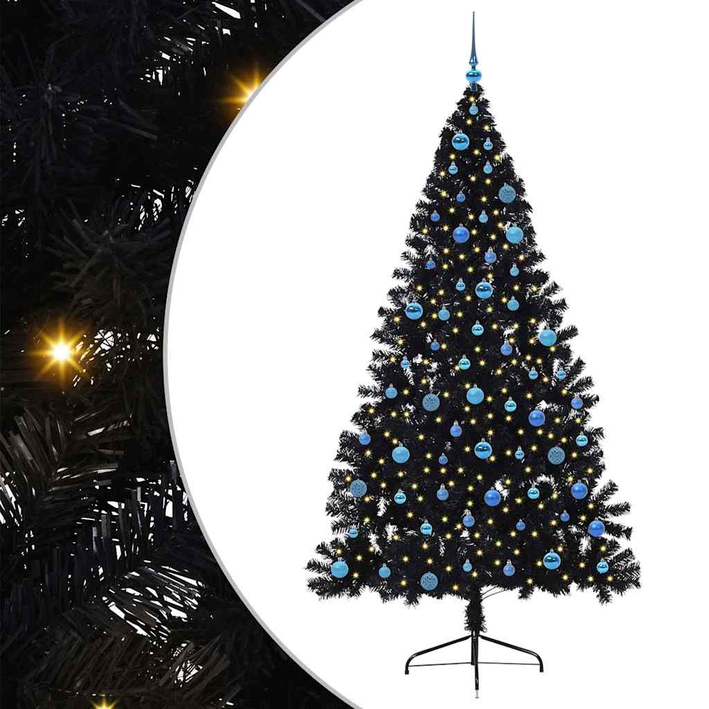 Kunstmatig Voorverlicht Kerstboom Met 300 Led Pvc Zwart 240 cm